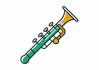 Thin line icon of a clarinet music instrument on white background

