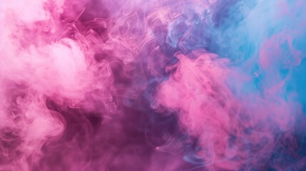 Dense multicolored smoke of red, purple and pink colors on a black isolated background. Background of smoke vape