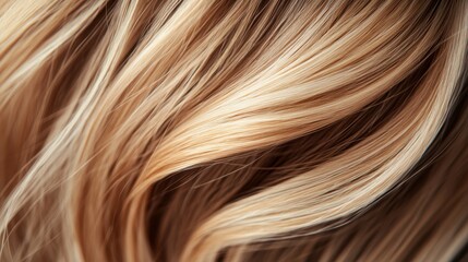 Fototapeta premium An image showing glossy blonde hair with detailed texture and waves, emphasizing the natural shine and intricate patterns that make the hair appear healthy and well-maintained.