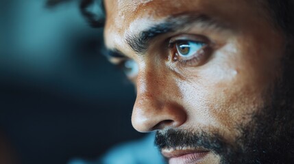 A curly-haired person wearing glasses is immersed in work indoors, manifesting a thoughtful and focused ambiance likely related to study or professional tasks.