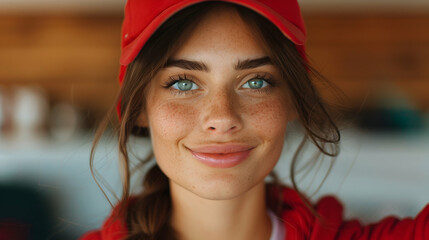 Female Fan Cheering College Football Game