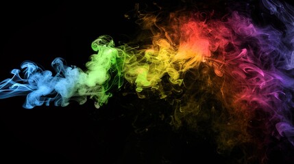 Fototapeta premium Dense multicolored smoke of red, purple and pink colors on a black isolated background. Background of smoke vape