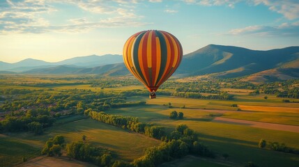 Obraz premium Hot Air Balloon Over Scenic Landscape
