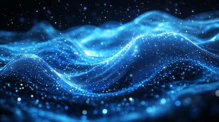 Abstract Digital Blue Wave Background