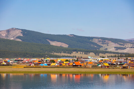 View to Khatgal, a village in Mongolia on the southern tip of Lake Khuvsgul
