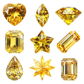 PNG yellow diamond element set, transparent background