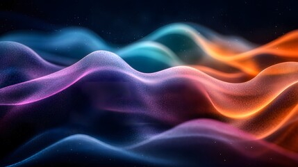 Obraz premium Abstract Colorful Wavy Background with Glowing Particles