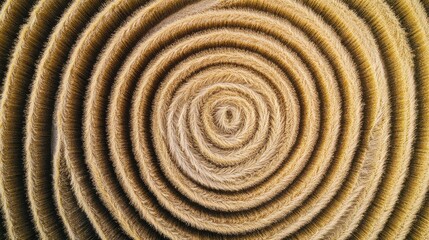 Obraz premium Intricate concentric spiral pattern created from coiled organic material evoking a sense of unity, connection, and natural artistry with a touch of rustic accent.