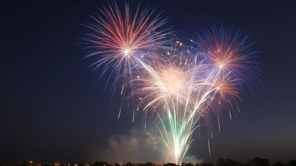 fireworks over the bright city