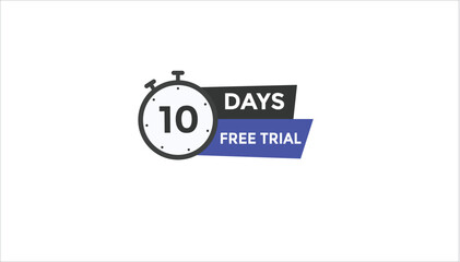 10 days free trial Countdown number banner templates. time icon. Vector Illustration 
