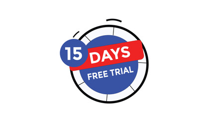 15 days free trial Countdown number banner templates. time icon. Vector Illustration 

