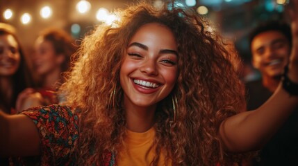 Fototapeta premium Happy Woman Enjoying Nightlife