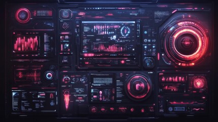 Fototapeta premium Futuristic Red Neon HUD User Interface