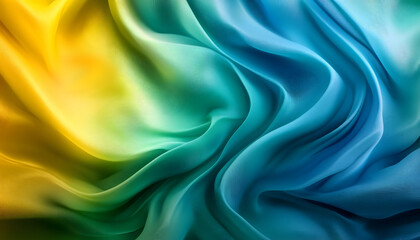 Obraz premium abstract blue green yellow gradient background with liquid style waves