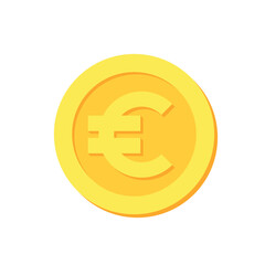 Euro money icon. Gold coin with EUR symbol vector illustration.