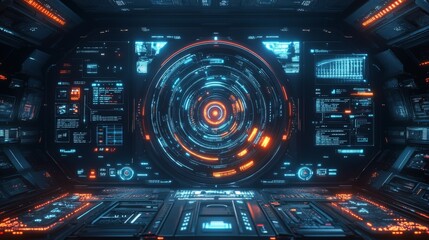 Obraz premium Futuristic high-tech control room