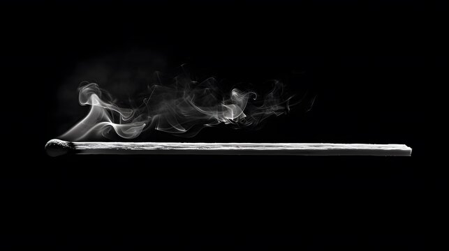 A hint of smoke slowly rising from an extinguished minimalist drawn matchstick AI generated