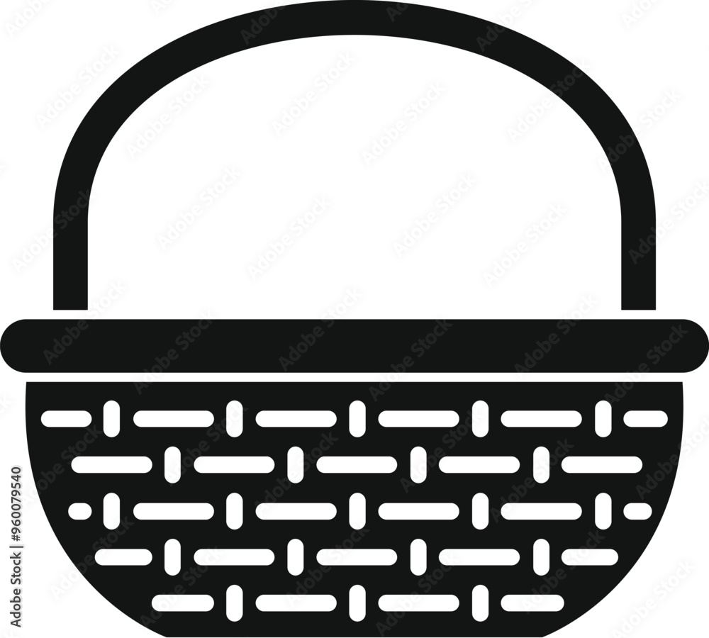 Sticker this simple vector icon of an empty wicker basket is perfect for representing picnics, harvests, and