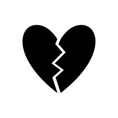 Broken heart icon on white background.