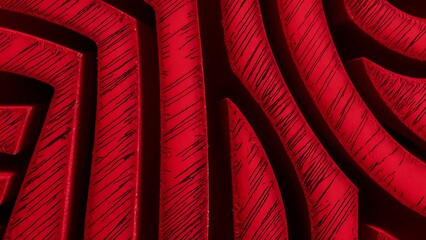 Close-up view of bright red scratched textured background