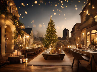 Fototapeta premium クリスマスツリーのある風景