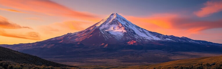 Fototapeta premium Majestic Mountain Peak at Sunset in Glowing Colors