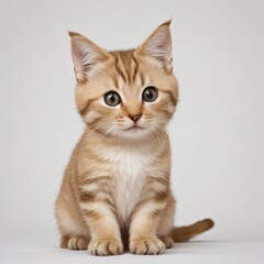 Obraz premium Adorable Tabby Cat Sitting on White Background