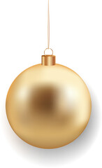 Golden Christmas ball with shadow on transparent background. Vector illustration EPS 10