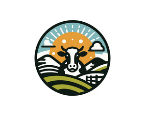 Cow logo vector. Colorful cow head logo. Animal farm. Cow icon.