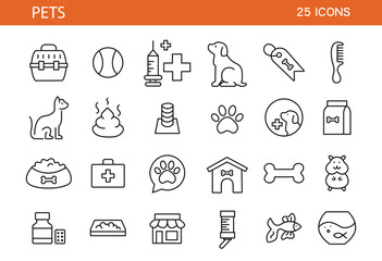 Pets web icons. Simple vector illustration.