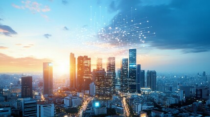 Fototapeta premium Smart AI city digital innovation