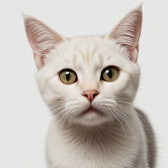 Fototapeta premium Adorable Tabby Cat Sitting on White Background