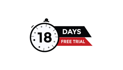 18 days free trial Countdown number banner templates. time icon. Vector Illustration 