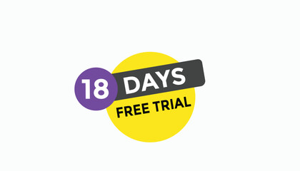 18 days free trial Countdown number banner templates. time icon. Vector Illustration 