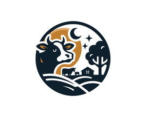 Cow logo vector. Colorful cow head logo. Animal farm. Cow icon. 