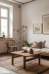 A warm vintage apartment decorated with a minimalistic approach   AI generated illustration