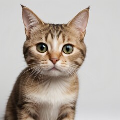 Obraz premium Adorable Tabby Cat Sitting on White Background