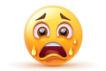 Fototapeta premium Face with tears of joy emoji icon with a shiny detailed finish isolated on a white background