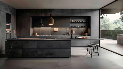 Minimalist kitchen with clean lines and handleless cabinets 