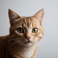 Obraz premium Adorable Tabby Cat Sitting on White Background