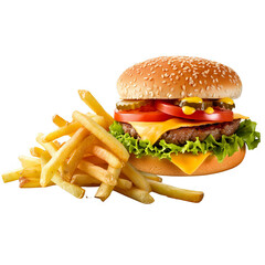 Delicious beef burger with fresh ingredients, lettuce, cheese, and a crispy bun