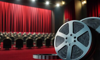 Movie Reels in Empty Theater - Powered by Adobe