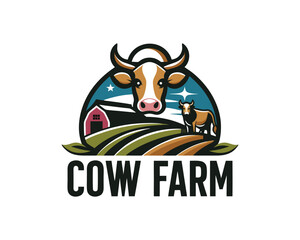 Cow logo vector. Colorful cow head logo. Animal farm. Cow icon.