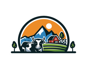 Cow logo vector. Colorful cow head logo. Animal farm. Cow icon.