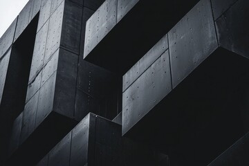 Fototapeta premium Minimalist aesthetic design of dark architecture theme focuses on shapes and patterns