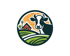 Cow logo vector. Colorful cow head logo. Animal farm. Cow icon. Dairy product symbol vector illustration.