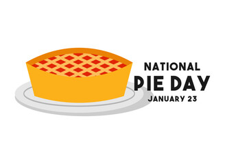 National Pie Day on white background. January 23.