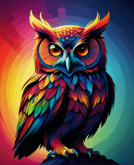 Fototapeta premium An illustration of owl mandala style image, colorful owl, 