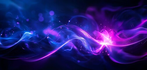 Obraz premium A vibrant abstract background showcasing swirling waves of blue and purple light, perfect for creative projects and designs.