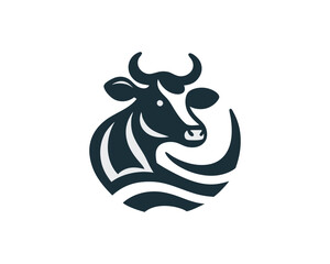 black and white cow logo